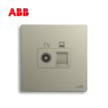 轩致系列二位电视/超5类电脑插座, 香槟银, AF325-CS;10183576