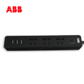 ABB排插接线板三位五孔带3USB带总控带灯10A-黑色AF607-885;10224961