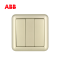 ABB开关插座德静系列珍珠金三位单控开关 10AXAJ103-PG;10176185